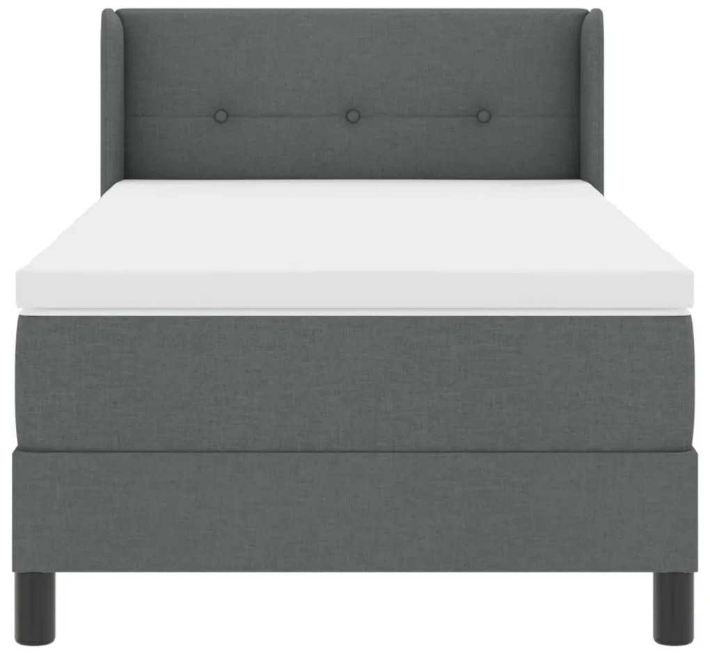 Boxspring Ágy Mattal Sötétszürke, 100 x 200 cm, Szövet