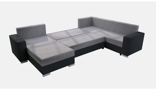 YORK kárpitozott, univerzális, kihúzható U-alakú ülőgarnitúra, szürke/fekete