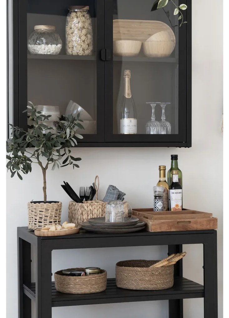 Taormina zsúrkocsi, aluminium-fahatású, fekete, 3 polc