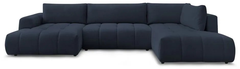 Sötétkék kinyitható-tárolóhelyes sarokkanapé (jobb oldali-U alakú) Fuji – Bobochic Paris