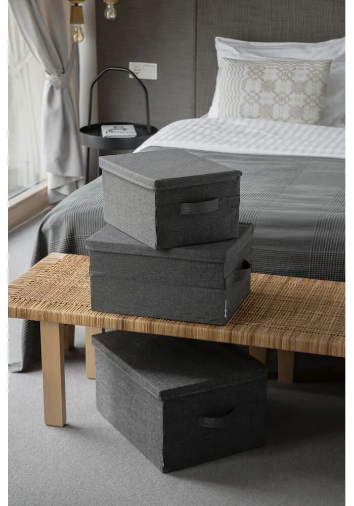 Szürke fedeles textil tárolódoboz 35x19x26 cm Soft Storage – Bigso Box of Sweden