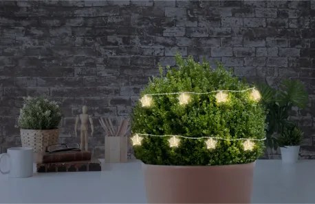 Globo 29861-10 LED fényfüzér fém ezüst csillagokkal, melyek között távolság 10 cm. Elemmel működtethető (nem tartozék, 2xAA) HxSzxM:900x55x15, inkl. 10xLED 0,03W 3V, 3000K