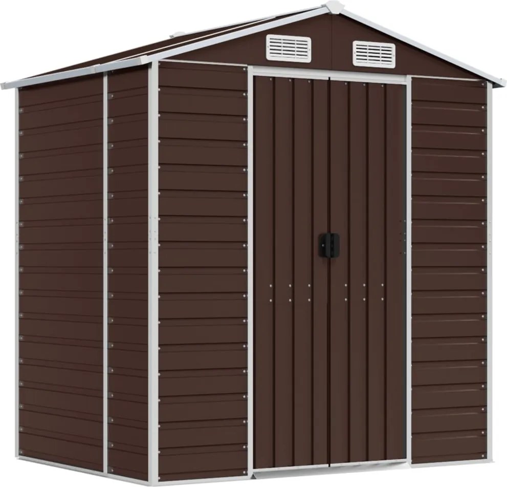 vidaXL barna horganyzott acél kerti fészer 191 x 130 x 198 cm