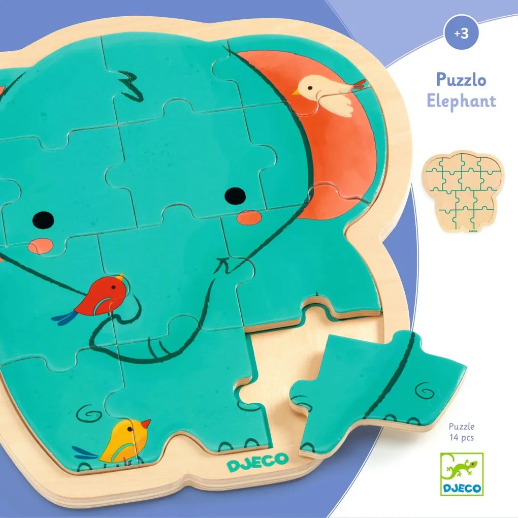 Fa puzzle - Elefánt, 14 db-os - Puzzlo Elephant