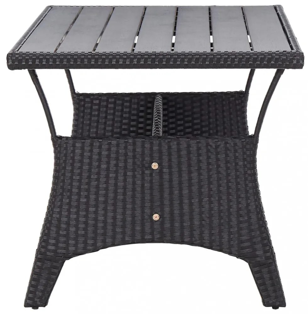 fekete polyrattan kerti asztal 120 x 70 x 66 cm