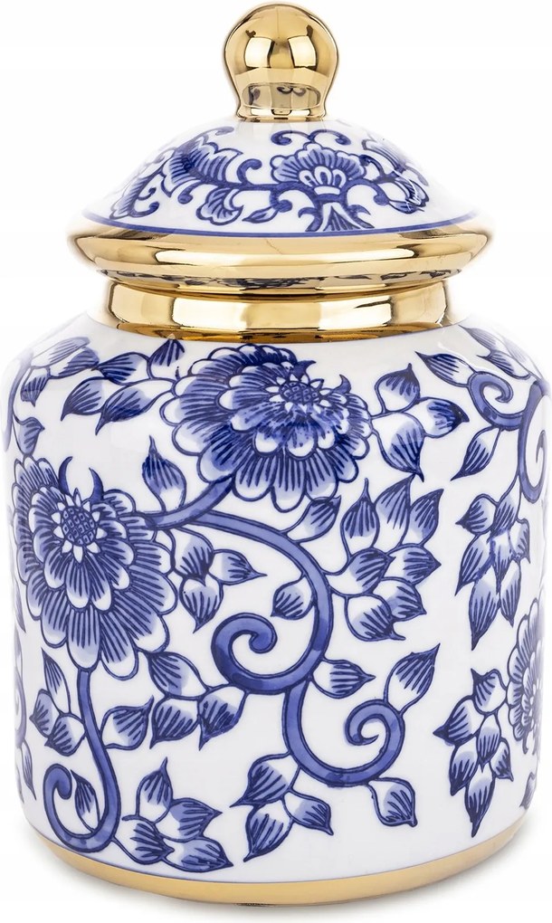 Dekoratív kerámia tároló doboz Amfora kék-arany