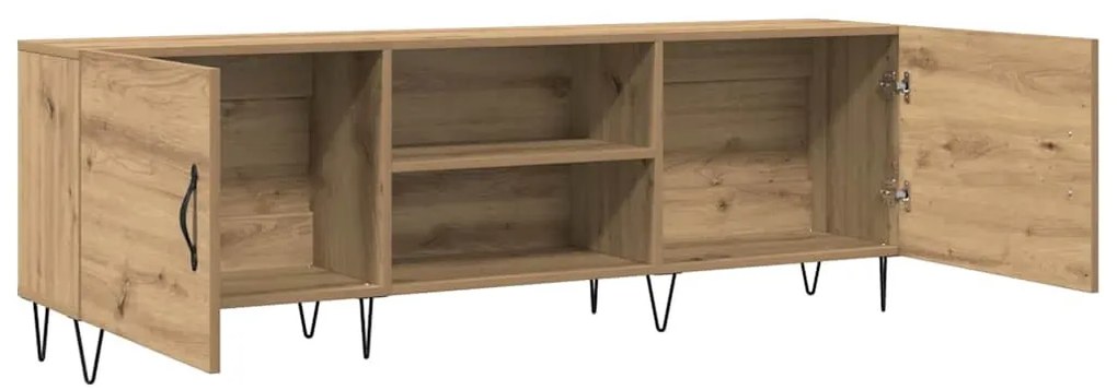 kézműves tölgy színű szerelt fa TV-szekrény 150 x 30 x 50 cm