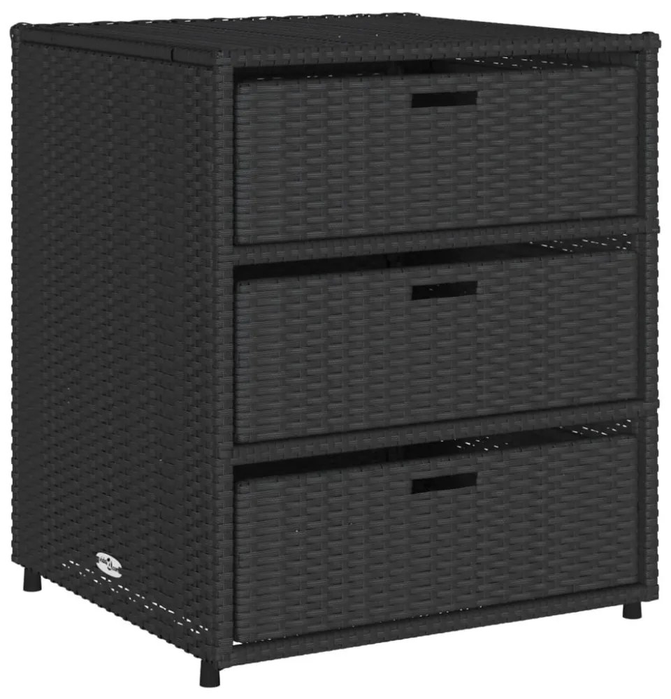 fekete polyrattan kerti tárolószekrény 55 x 59 x 69 cm