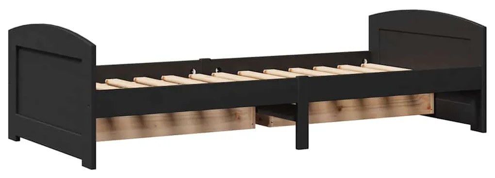 Napozóágy 2 fiókkal matrac nélkül IRUN Fekete 90x200 cm