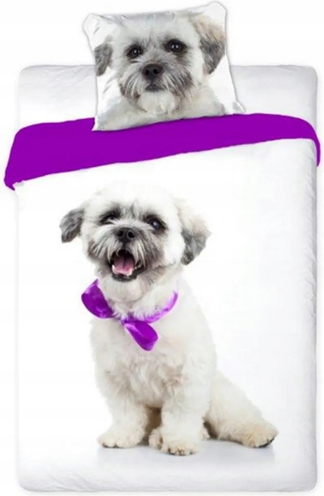 Pamut ágyneműhuzat 140x200 70x90 Kutya Máltai Fehér Bájos Motívum