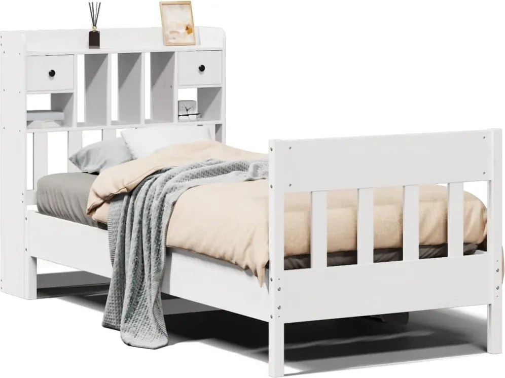 vidaXL fehér tömör fenyőfa ágy matrac nélkül 75 x 190 cm