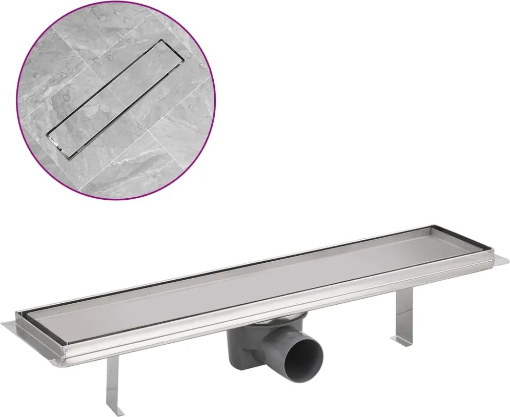 vidaXL 530x140 mm rozsdamentes acél lineáris zuhany csatorna