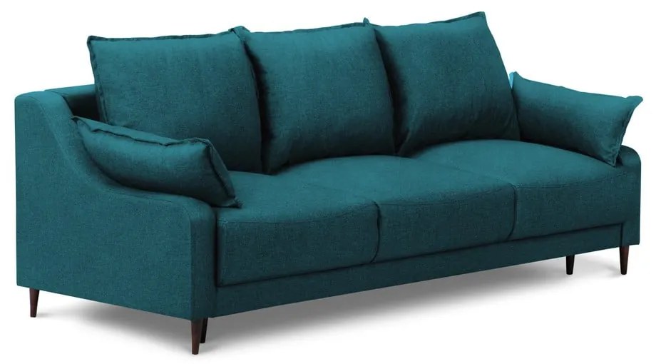 Ancolie türkiz kihúzható kanapé ágyneműtartóval, 215 cm - Mazzini Sofas
