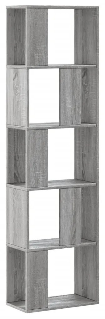 5 szintes szürke sonoma szerelt fa könyvespolc 45x23,5x162,5 cm