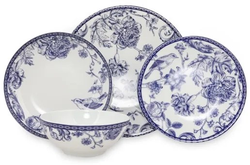 24 darabos étkészlet fehér/kék/porcelán