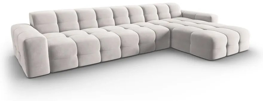 Világosszürke bársony sarokkanapé (jobb oldali) Kendal – Micadoni Home