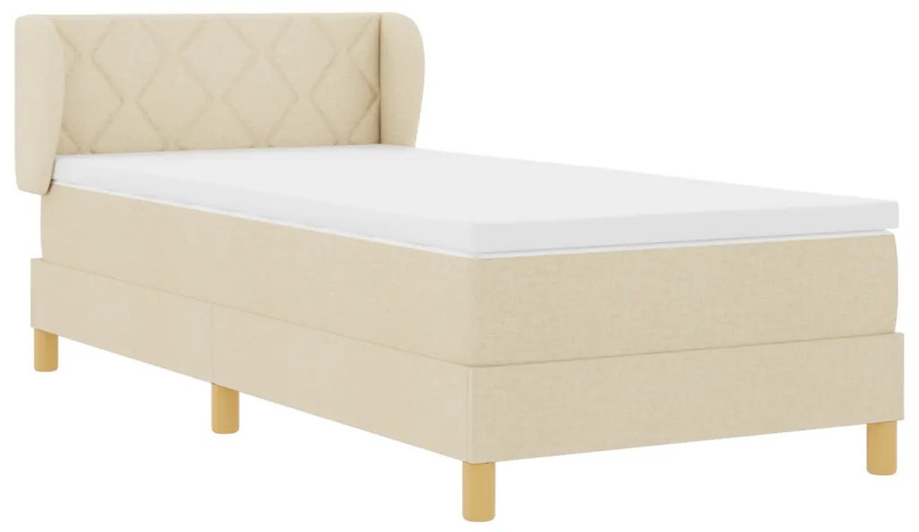 Boxspring Ágy Matrac Szetben Krém, 90x200 cm, Szövet
