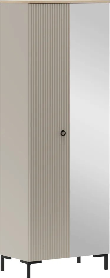 Szekrény tükörrel, szürkésbarna Taupe/silverjack tölgy, DOMCA 2D