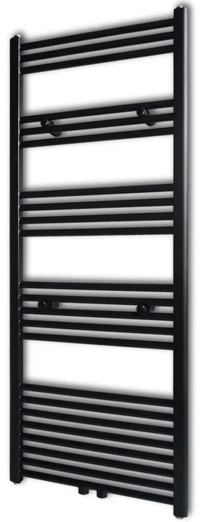 vidaXL Fekete fürdőszobai törölközőszárító radiátor központi fűtéssel egyenes 600 x 1424 mm
