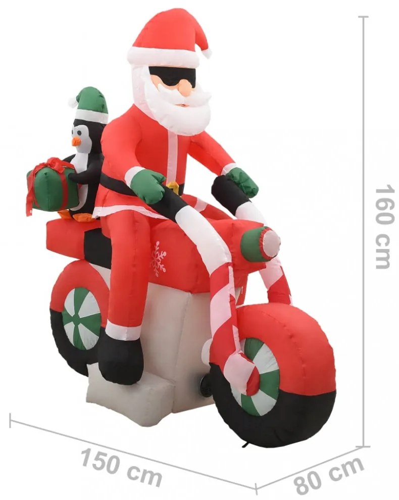 felfújható karácsonyi Mikulás motorbiciklin LED-del IP44 160 cm