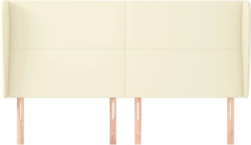 krémszínű műbőr fejtámla szárnyakkal 163x23x118/128 cm