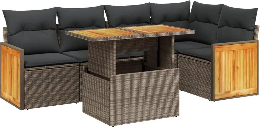 vidaXL 6 részes bézs polyrattan kerti ülőgarnitúra párnával