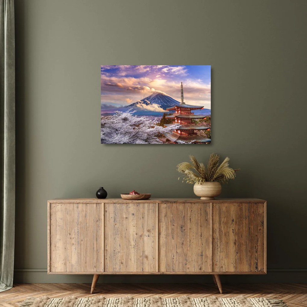Üveg kép - Fuji hegy (70x50 cm)