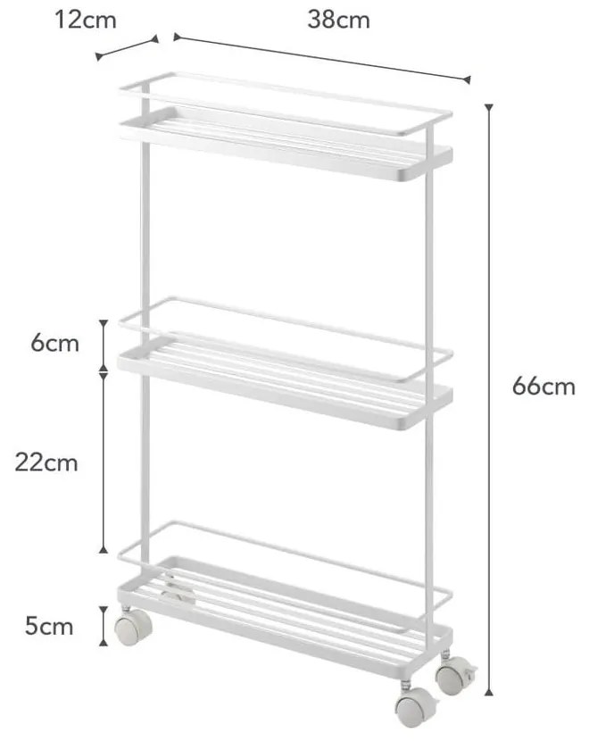 Fehér fém gurulós polcos állvány 38x66 cm Tower – YAMAZAKI