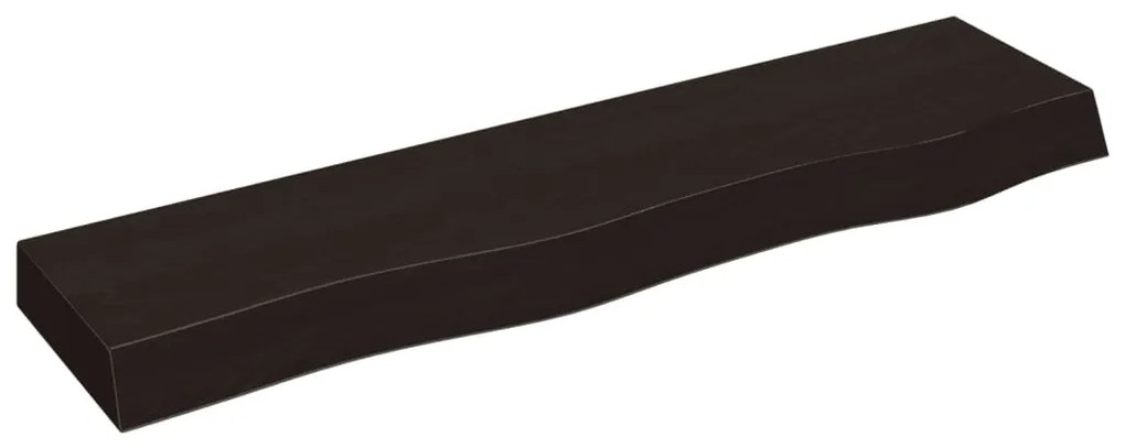 sötétbarna kezelt tömör tölgyfa fali polc 80x20x6 cm