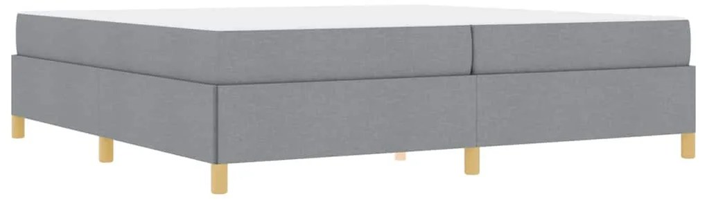 Boxrugós ágy Világosszürke és Fehér 200 x 200 cm szövet