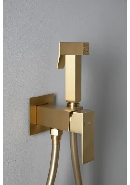 Sapho - Bidé csaptelep kézi zuhannyal süllyesztett beépítéshez CUBEMIX matt arany