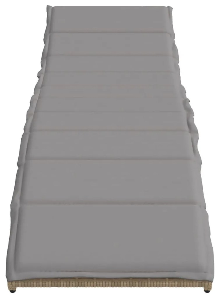 Bézs polyrattan napozóágy párnával 55x199x50 cm