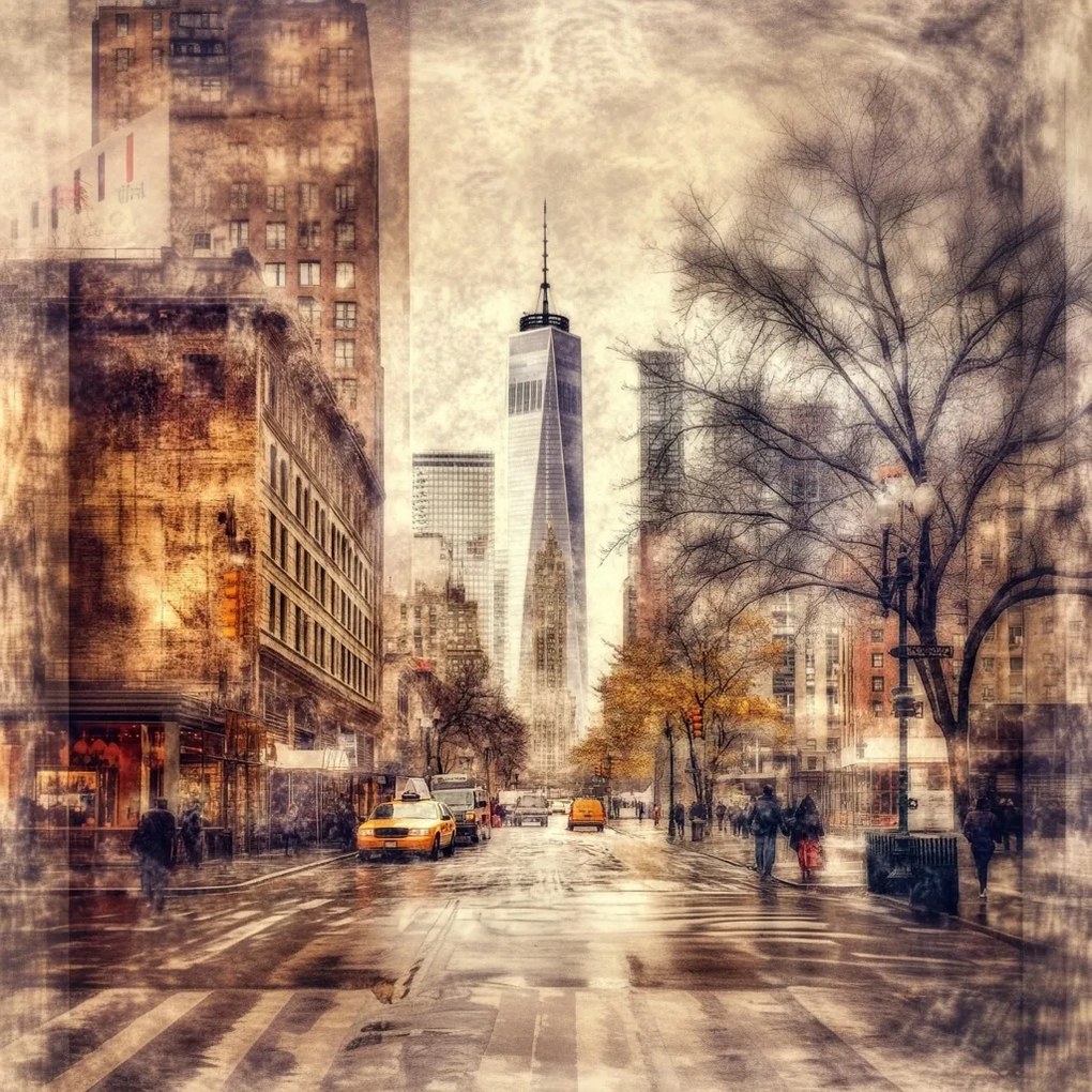 Canvas Város New York Manhattan Vintage Vászonkép 40x40