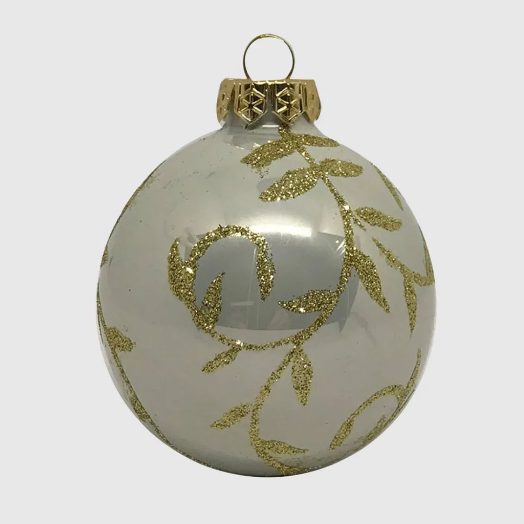 Pasztelkék kézzel festett üveg karácsonyi gömb szett 6*7cm