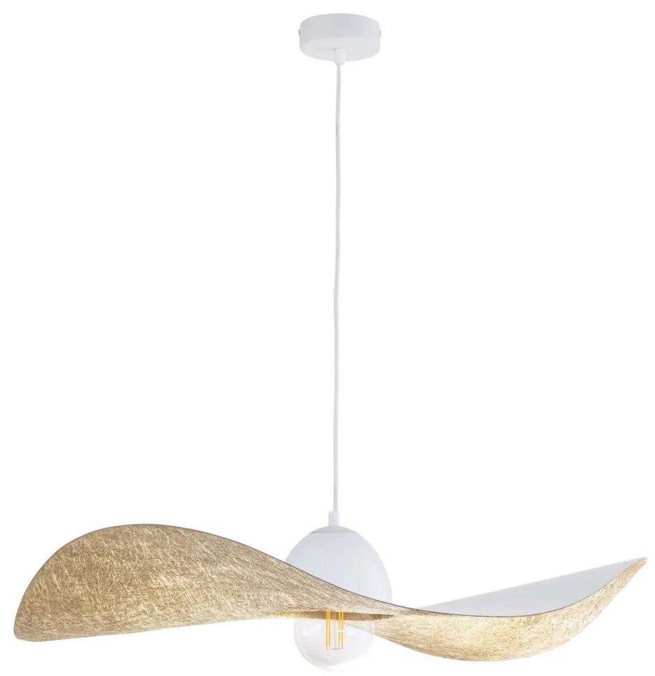 Csillár zsinóron KAPELLO 1xE27/60W/230V átm. 76 cm fehér/arany