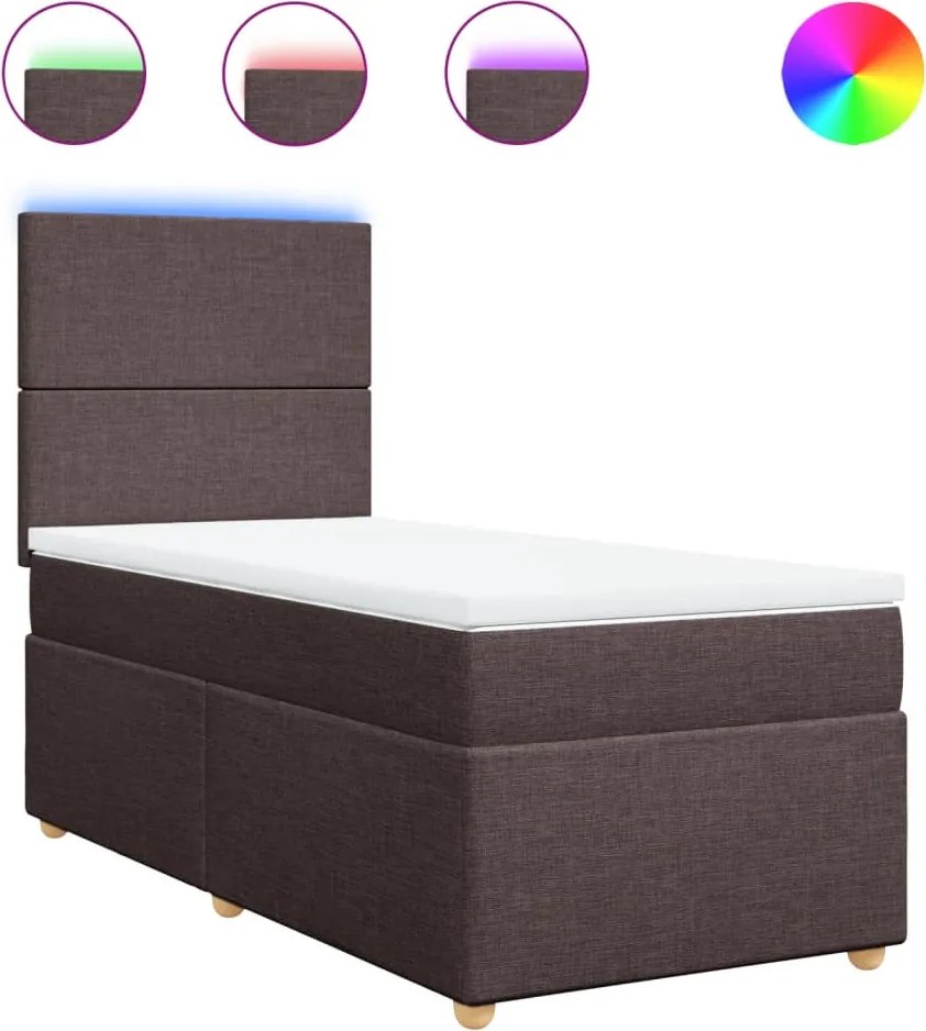 vidaXL sötétbarna szövet rugós ágy matraccal 80 x 200 cm