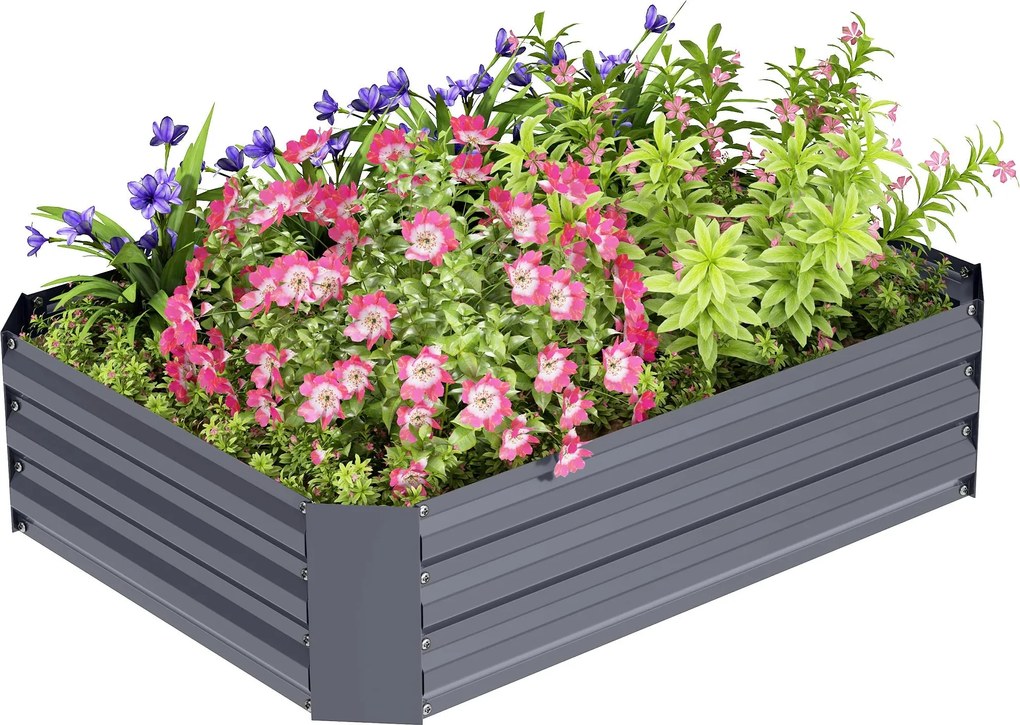 Outsunny Acélból készült magaságyás, Ültetőágy, Hidegkeretes Kertészeti Ágy, Virágdozó Összecsukható, Zöldségágy 120x90x30cm Kert Balconra, Ültető a V