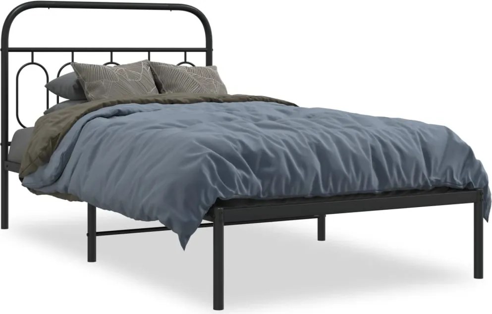 vidaXL fekete fém ágykeret fejtámlával 107 x 203 cm