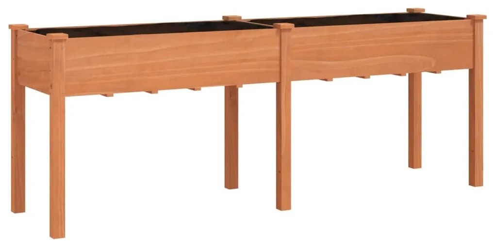 barna tömör fenyőfa kerti ültetőláda béléssel 203x53x76 cm