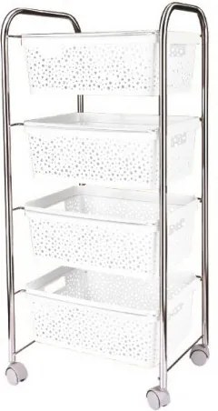 Gurulós kosaras tároló Inlea4Home - fehér