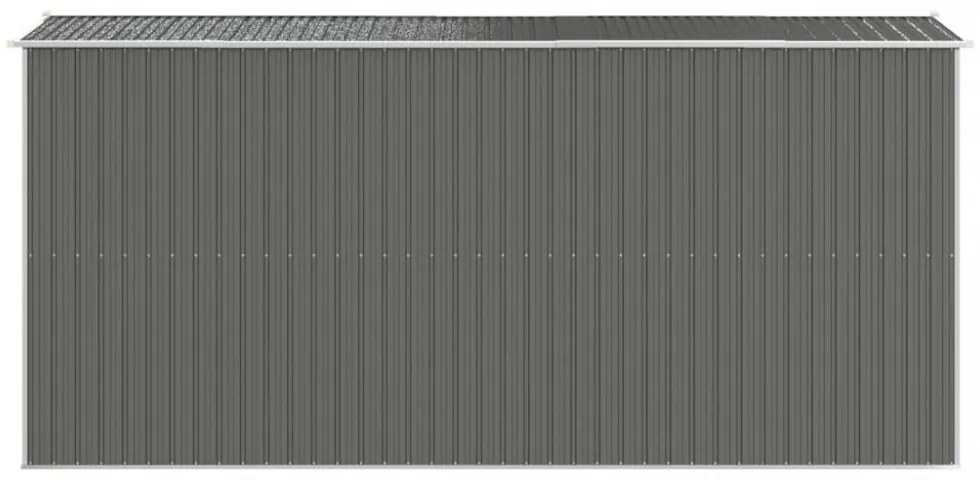 világosszürke horganyzott acél kerti fészer 192 x 440 x 223 cm