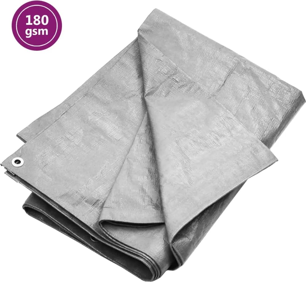 vidaXL szürke HDPE takaróponyva 180 g/m² 8 x 8 m