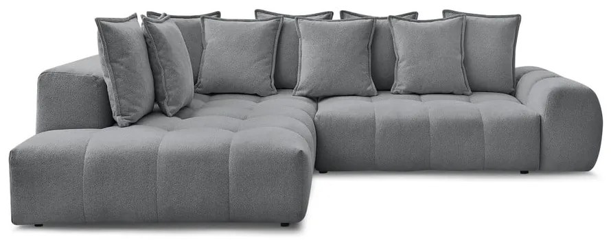 Sötétszürke zsenília kinyitható-tárolóhelyes sarokkanapé (bal oldali-L alakú) Everest – Bobochic Paris