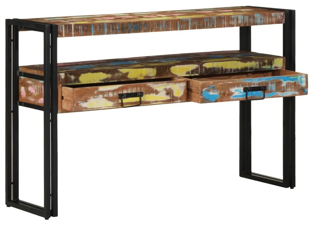 Végasztalok Többszínű 120x33x75 cm Tömör Újrahasznosított Fa és Fém