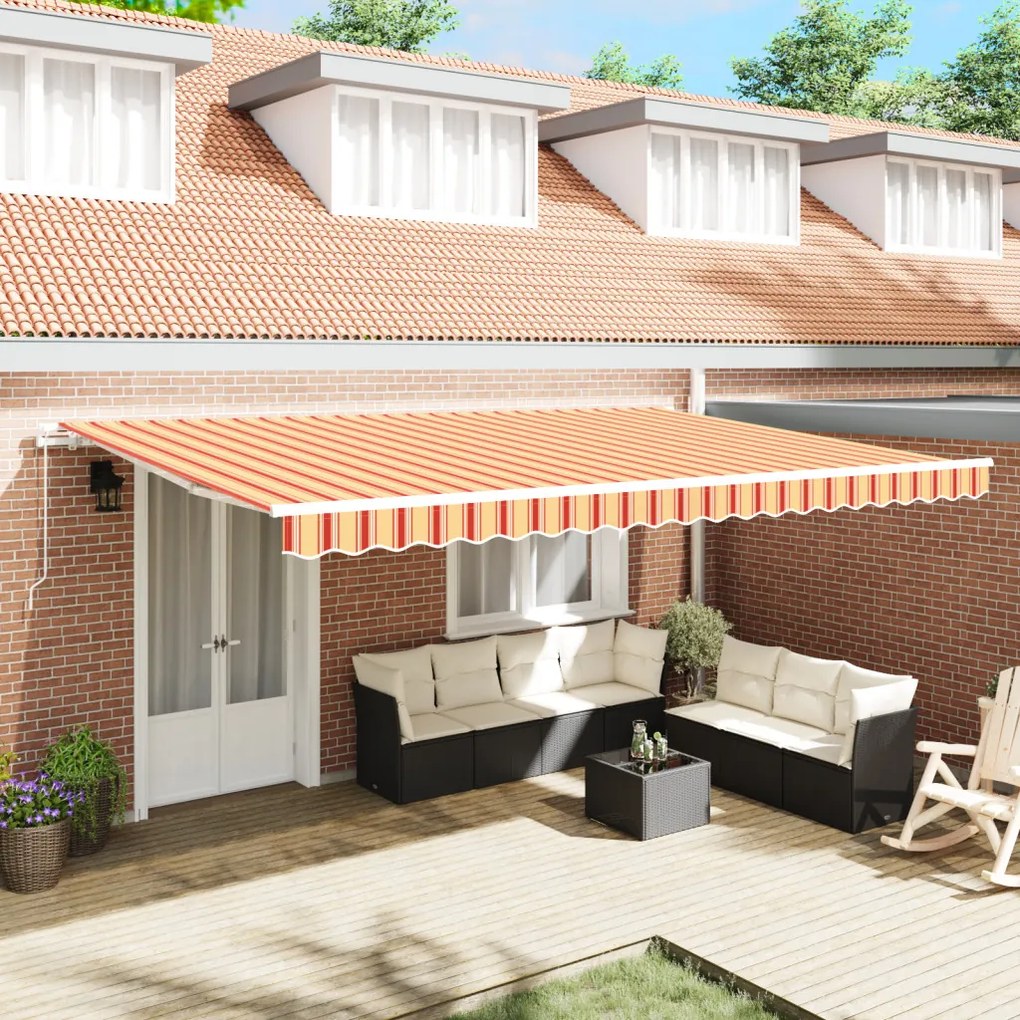 Kézi Behúzható Napellenző Sárga és Narancs 500x300 cm