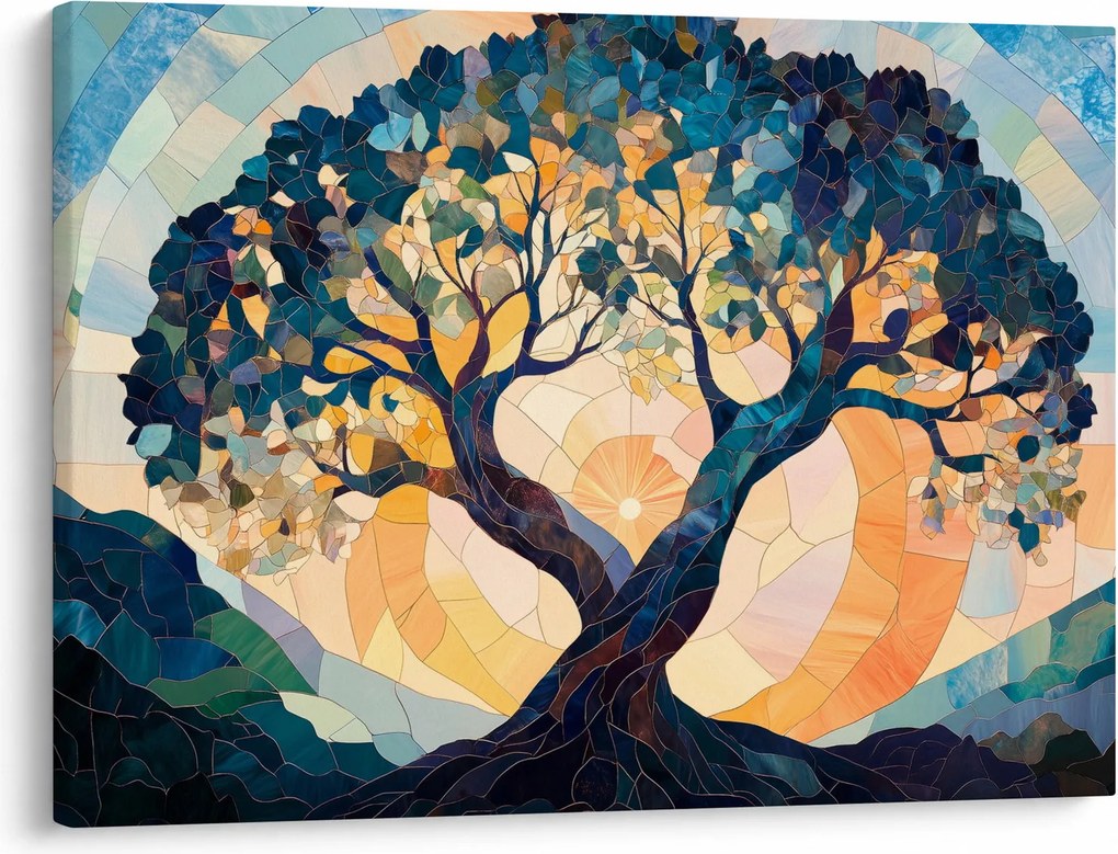 Kép – Mozaik – nap és fa II. (70x50 cm)