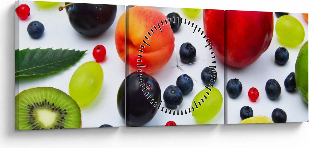 Vízcseppekkel ellátott gyümölcs képe (órával) (90x30 cm)