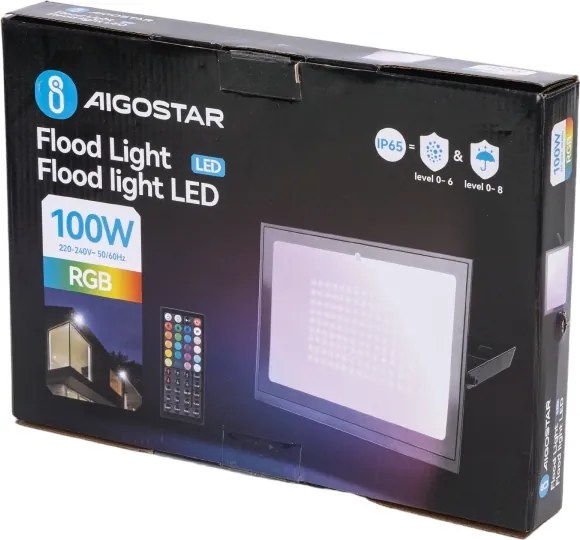 Aigostar - LED RGB Fényerőszabályozható reflektor LED/100W/230V IP65 + távirányító