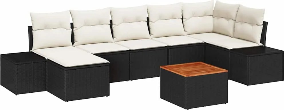 vidaXL Kerti Kanapé Szett 8 pcs Fekete és fehér