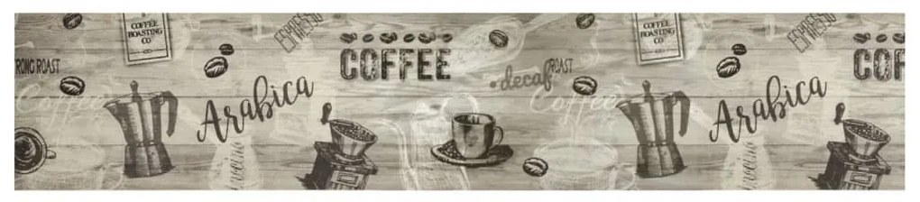 szürke mosható coffee feliratos bársony konyhaszőnyeg 60x300 cm